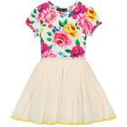 Girls Ivory Floral Tulle Dress, 1, hi-res
