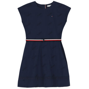 Girls Navy Logo Dress