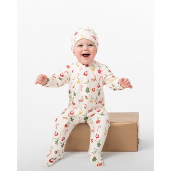Baby Boys Ivory Festive Babygrow Set