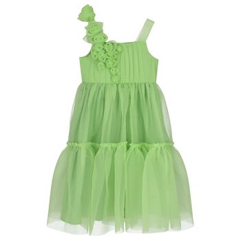 Girls Green Tiered Dress