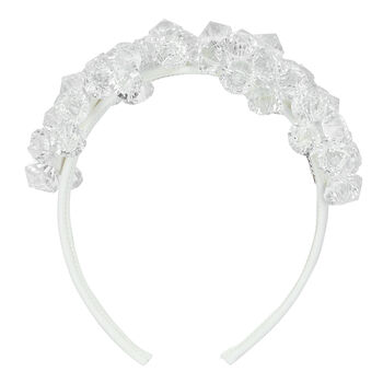 Girls White Embellished Diamante Hairband