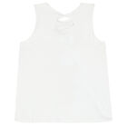 توب بلا أكمام بالشعار باللون الابيض للبنات, 1, hi-res