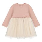 Younger Girls Pink & Ivory Tulle Dress, 1, hi-res