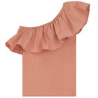 Girls Beige Ruffle Top, 3, hi-res
