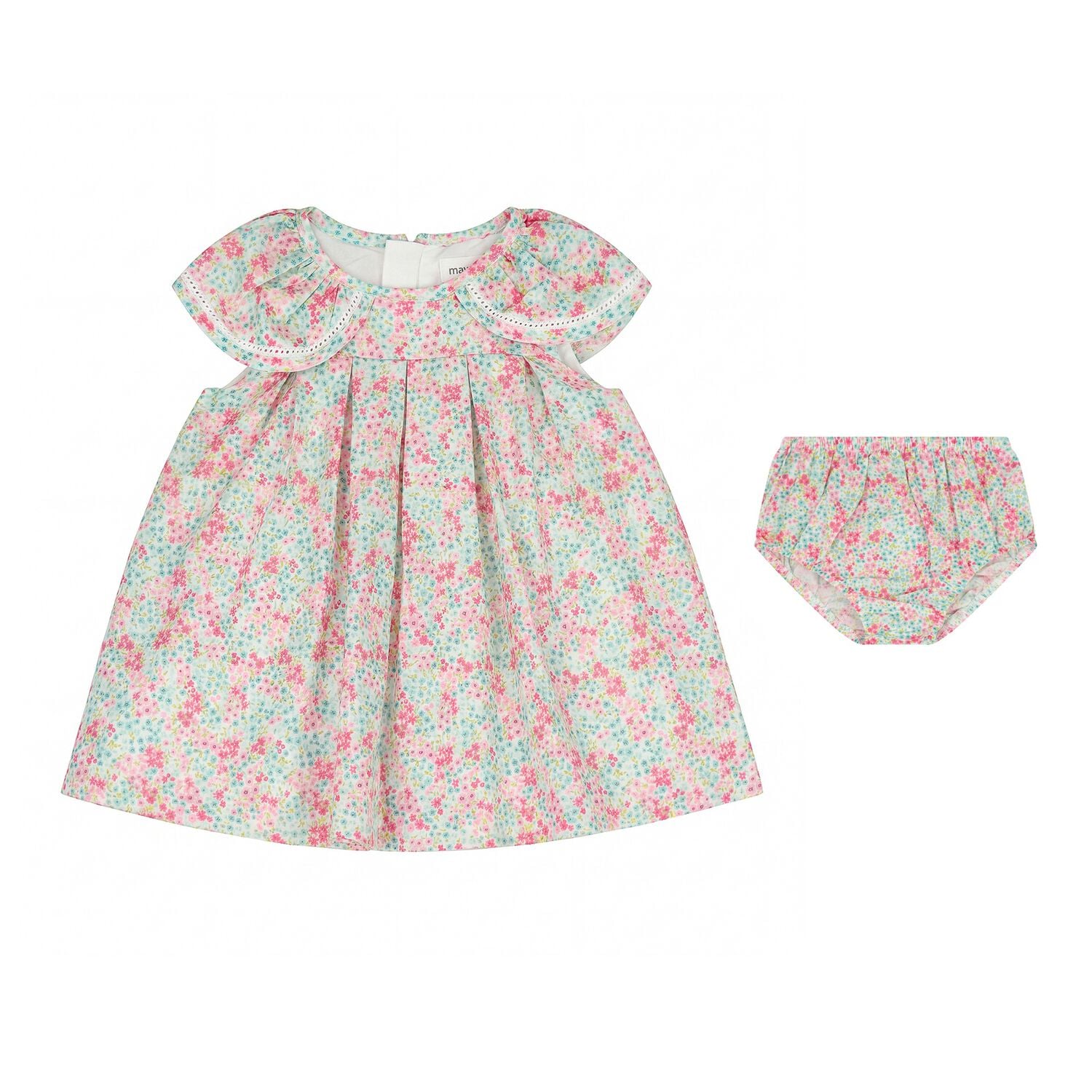 Baby Girls Green & Red Floral Dress Set, 2, hi-res
