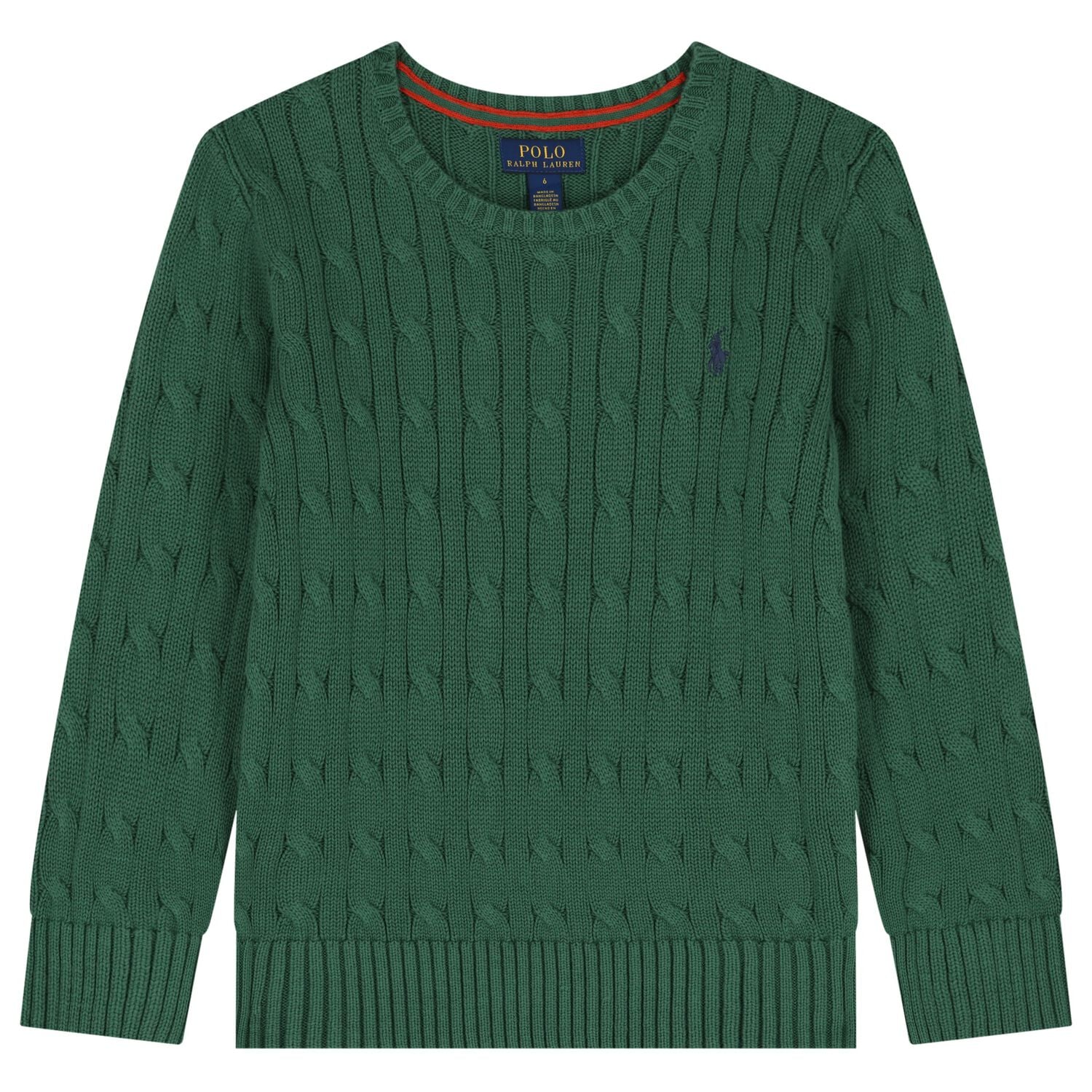 Boys Green Logo Cable Knit Sweatshirt, 2, hi-res