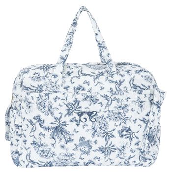 Ivory & Navy Blue Toile De Jouy Baby Changing Bag