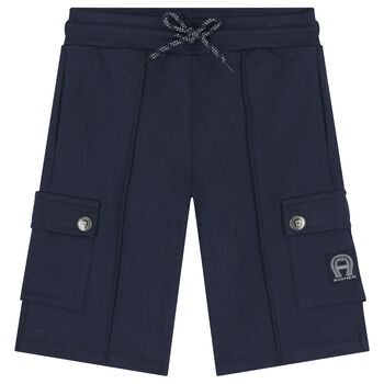 Boys Navy Blue Logo Shorts