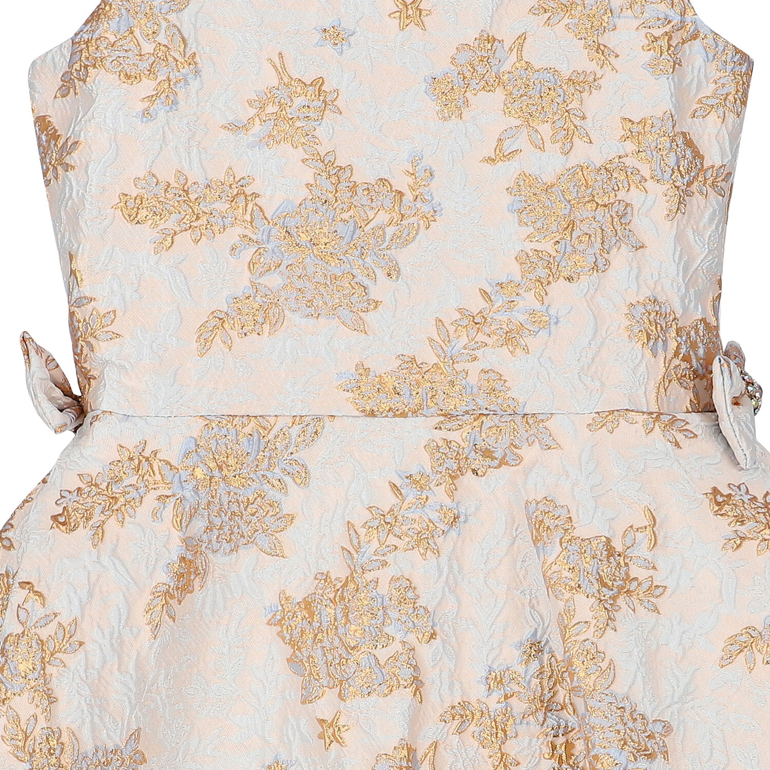 Girls Blue & Gold Brocade Dress, 1, hi-res
