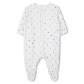 Baby Boys White & Blue Logo Babygrow