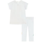Younger Girls White Butterfly Leggings Set, 1, hi-res