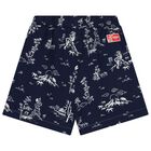 Boys Navy Blue Logo Shorts, 1, hi-res