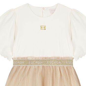 Girls Ivory & Gold Dress