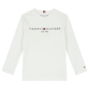 White Logo Long Sleeve Top