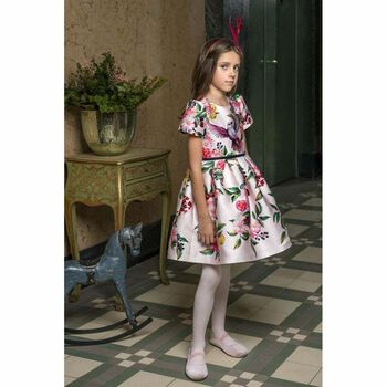 Girls Pink Satin Special Occasion Dress
