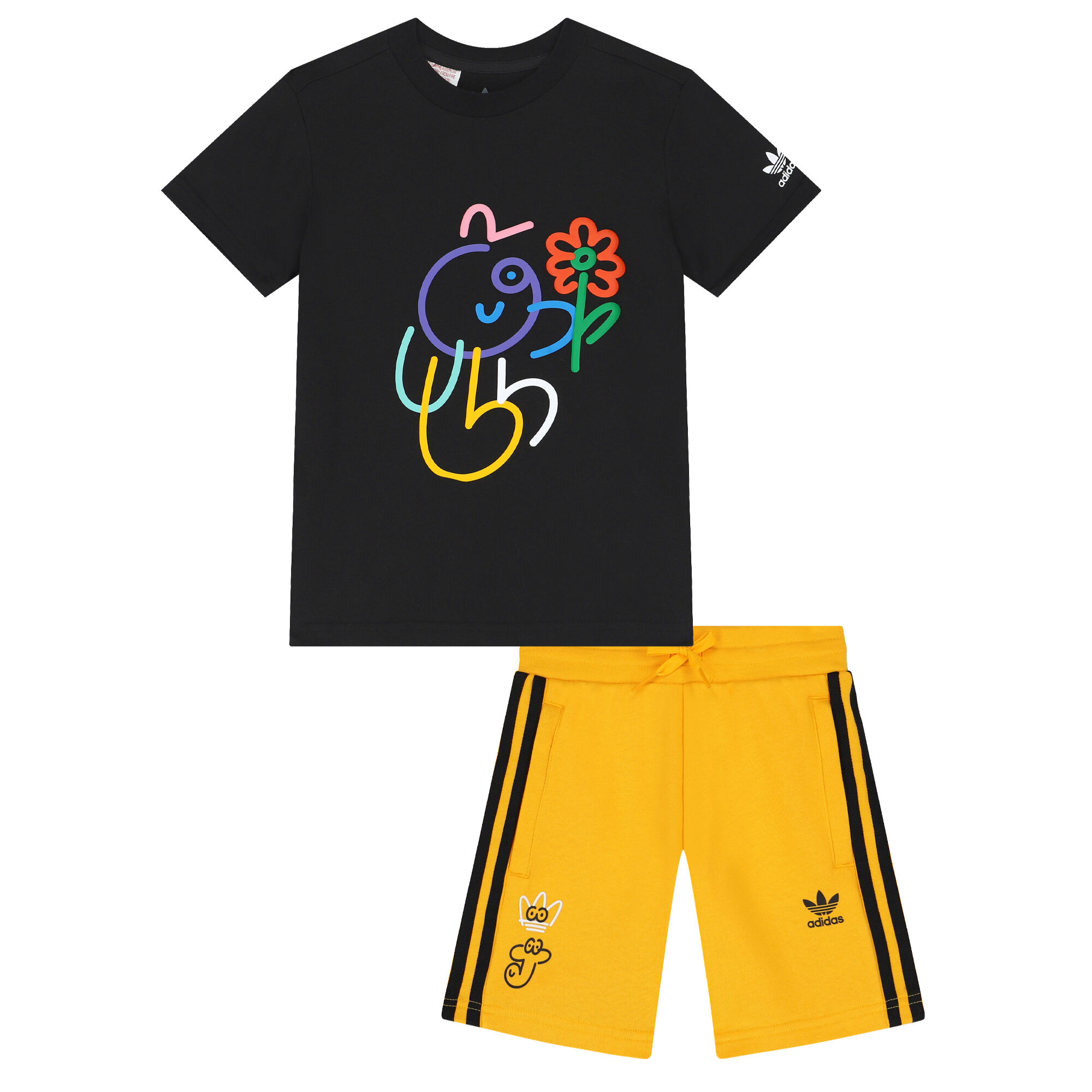 Black and hotsell yellow adidas shorts