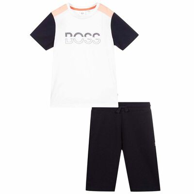 Boys Navy Blue & White Shorts & T-Shirt Set
