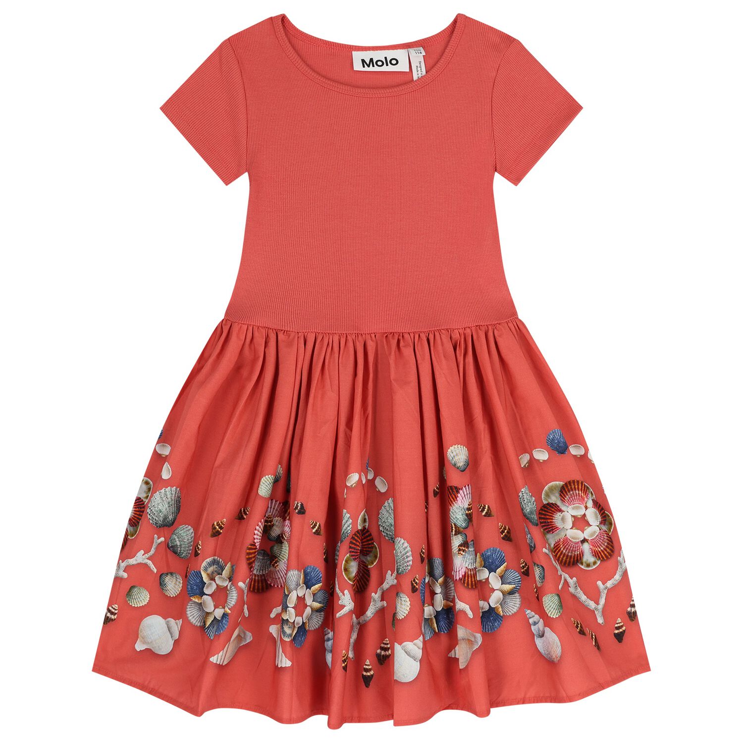 فستان بنات بطبعه اصداف باللون الوردى , 2, hi-res