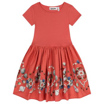 فستان بنات بطبعه اصداف باللون الوردى 