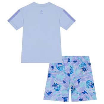 Blue Cotton Lilo & Stitch Print Shorts Set