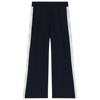 Girls Navy Blue Logo Joggers