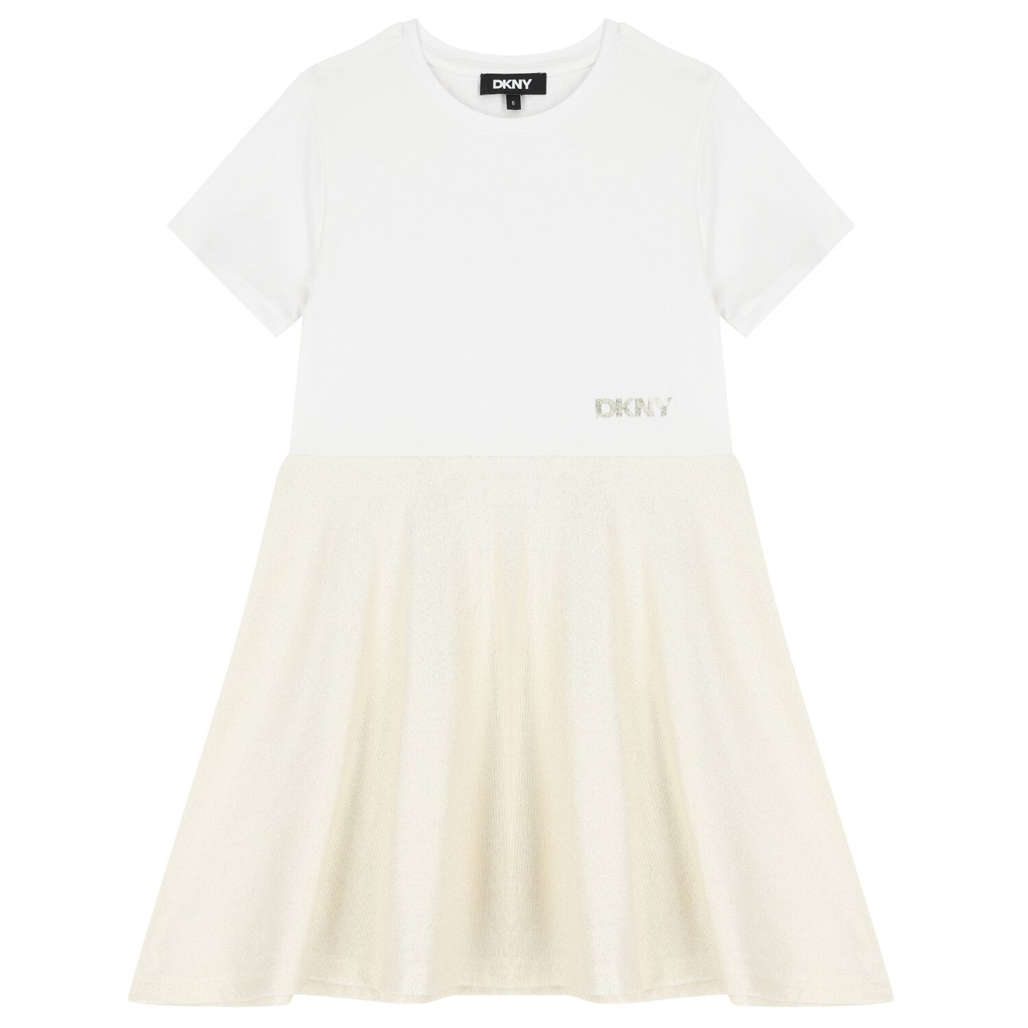 Girls White & Gold Dress, 1, hi-res image number null