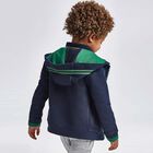 Boys Navy Logo Zip Up Top, 1, hi-res