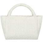 Girls Ivory & Black Bow Bag, 1, hi-res