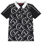 Boys Black Logo Polo Shirt, 2, hi-res