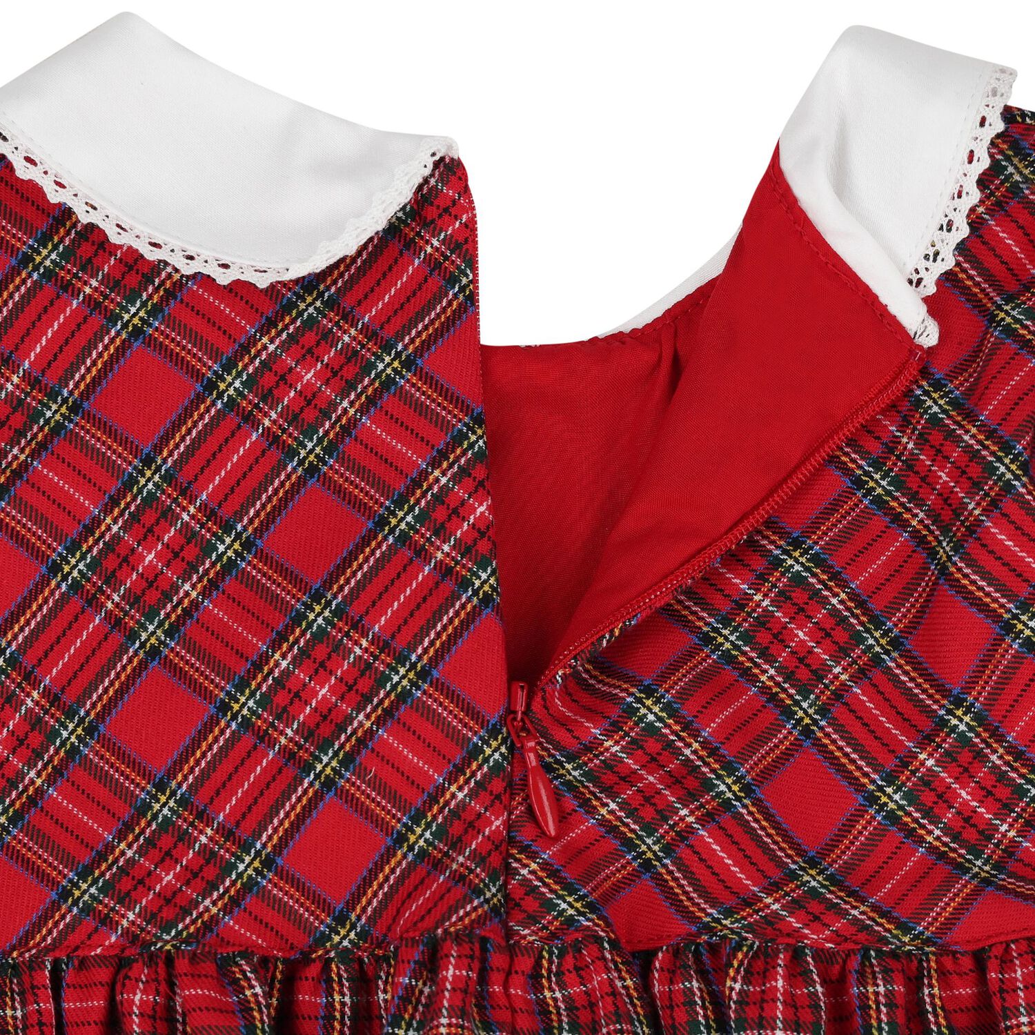 Baby Girls Red Tartan Dress, 1, hi-res