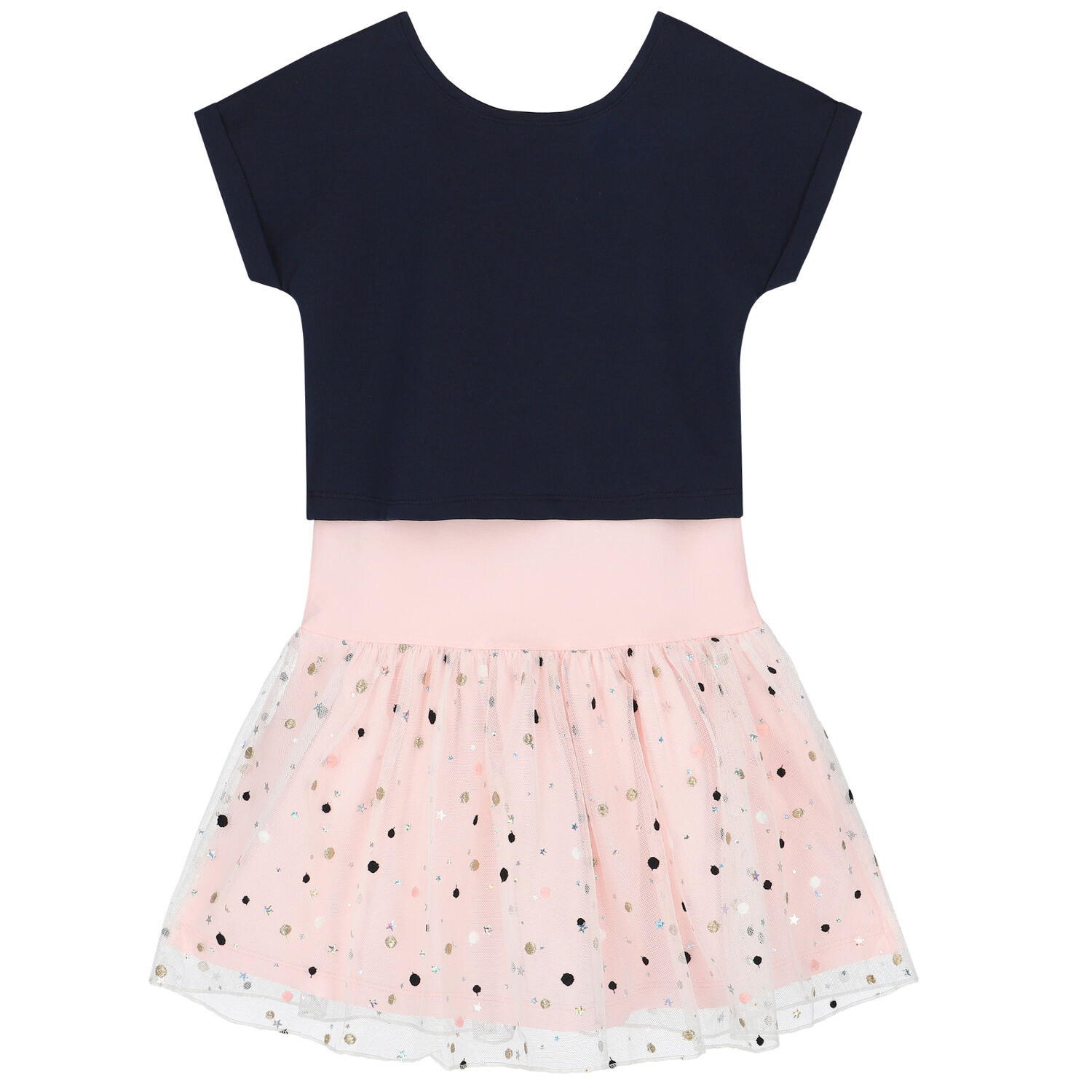 Girls Navy & Pink Logo Tulle Dress Set, 1, hi-res image number null