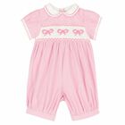 Baby Girls White & Pink Romper, 1, hi-res