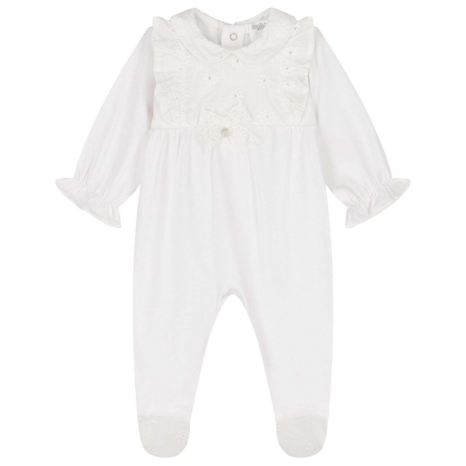 Baby Girls White Ruffled Babygrow, 1, hi-res