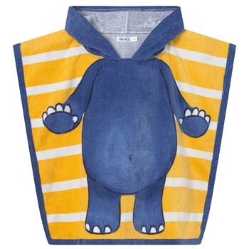 Baby Boys Navy Blue & Yellow Hippo Hooded Towel