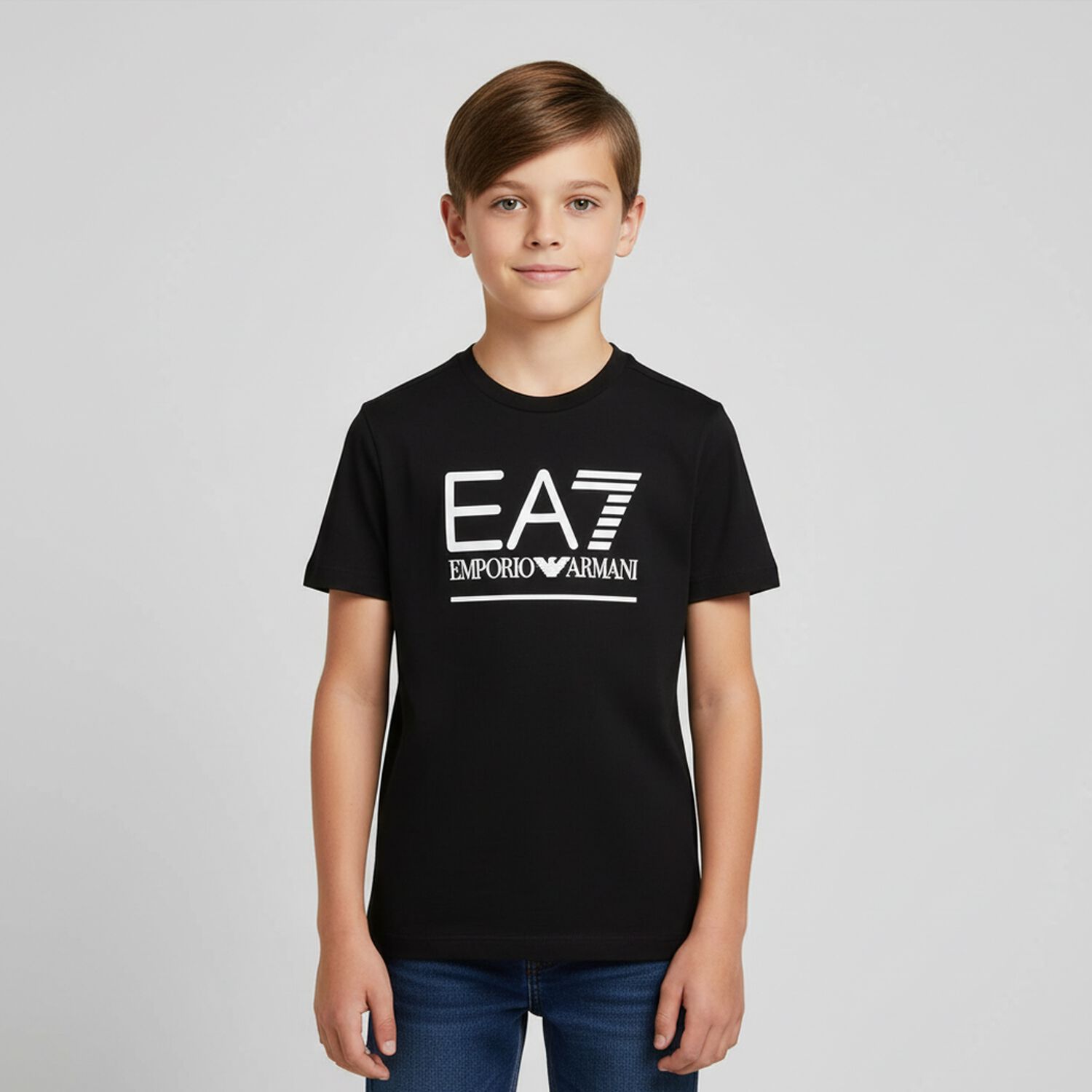 Boys Black Logo Shirt, 1, hi-res
