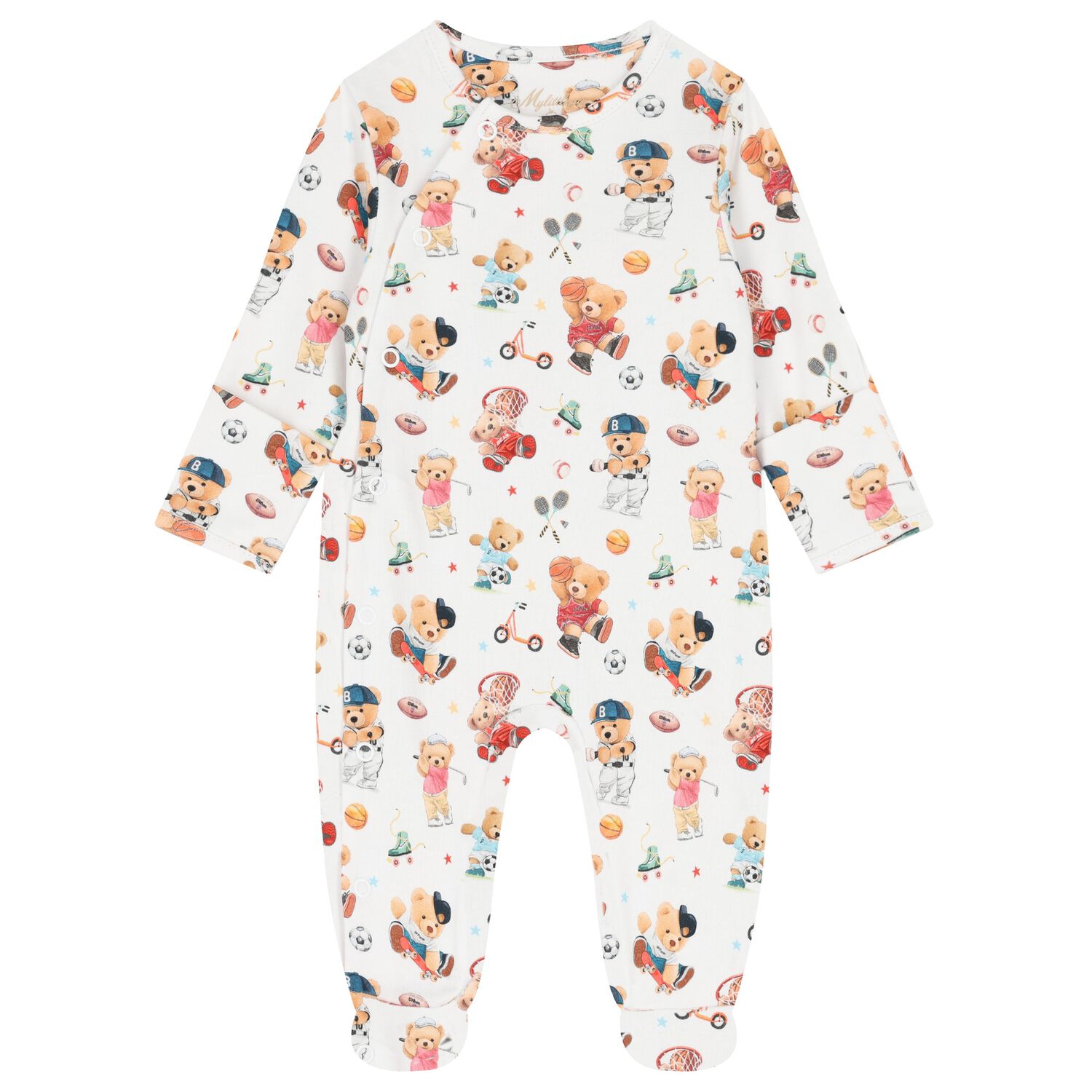 Baby Boys White Playful Bear Babygrow, 1, hi-res image number null