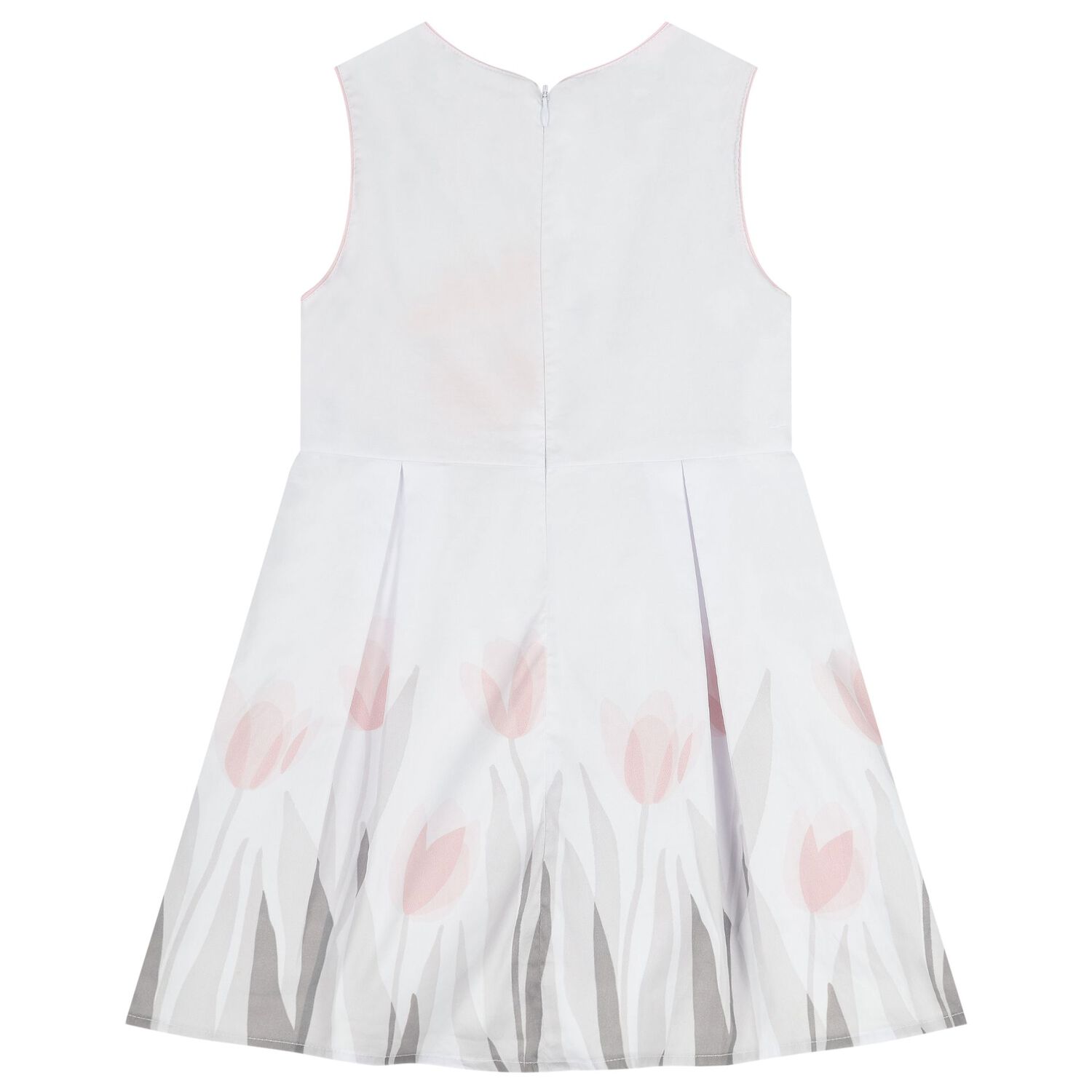فستان بنات بطبعة الزهور باللون الأبيض, 1, hi-res