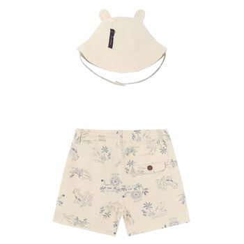 Younger Boys Ivory Shorts & Hat Set