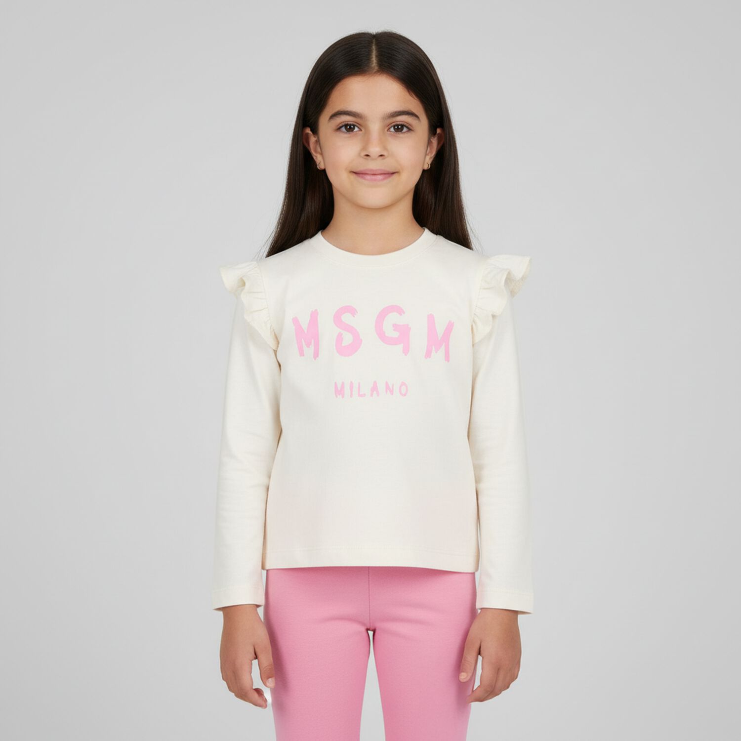 Younger Girls Ivory & Pink Leggings Set, 2, hi-res image number null