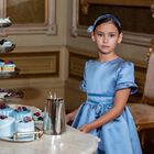 Girls Blue Bow Dress, 1, hi-res