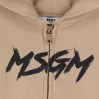 Beige Logo Hooded Zip Up Top, 2, hi-res