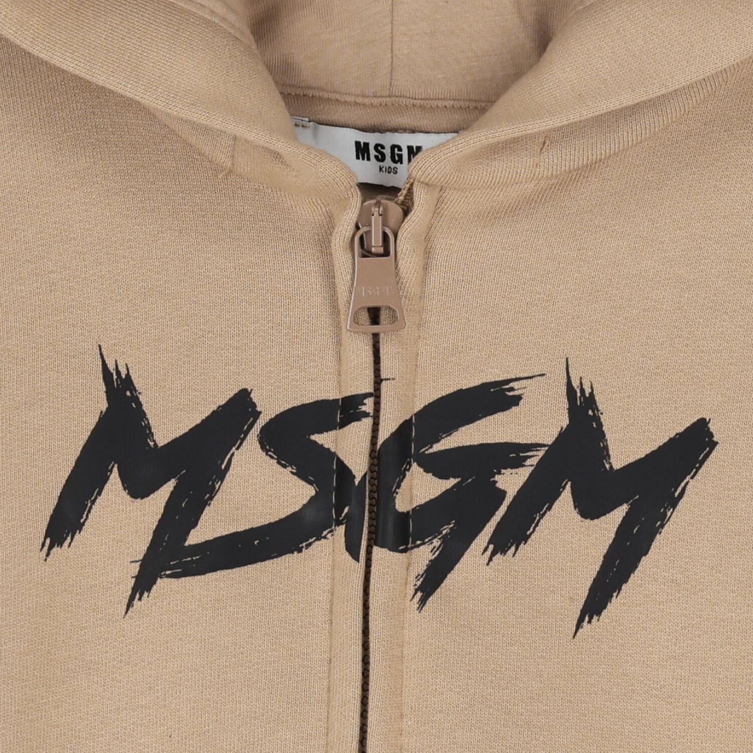 Beige Logo Hooded Zip Up Top, 2, hi-res image number null