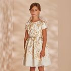 Girls Gold & White Floral Dress, 1, hi-res