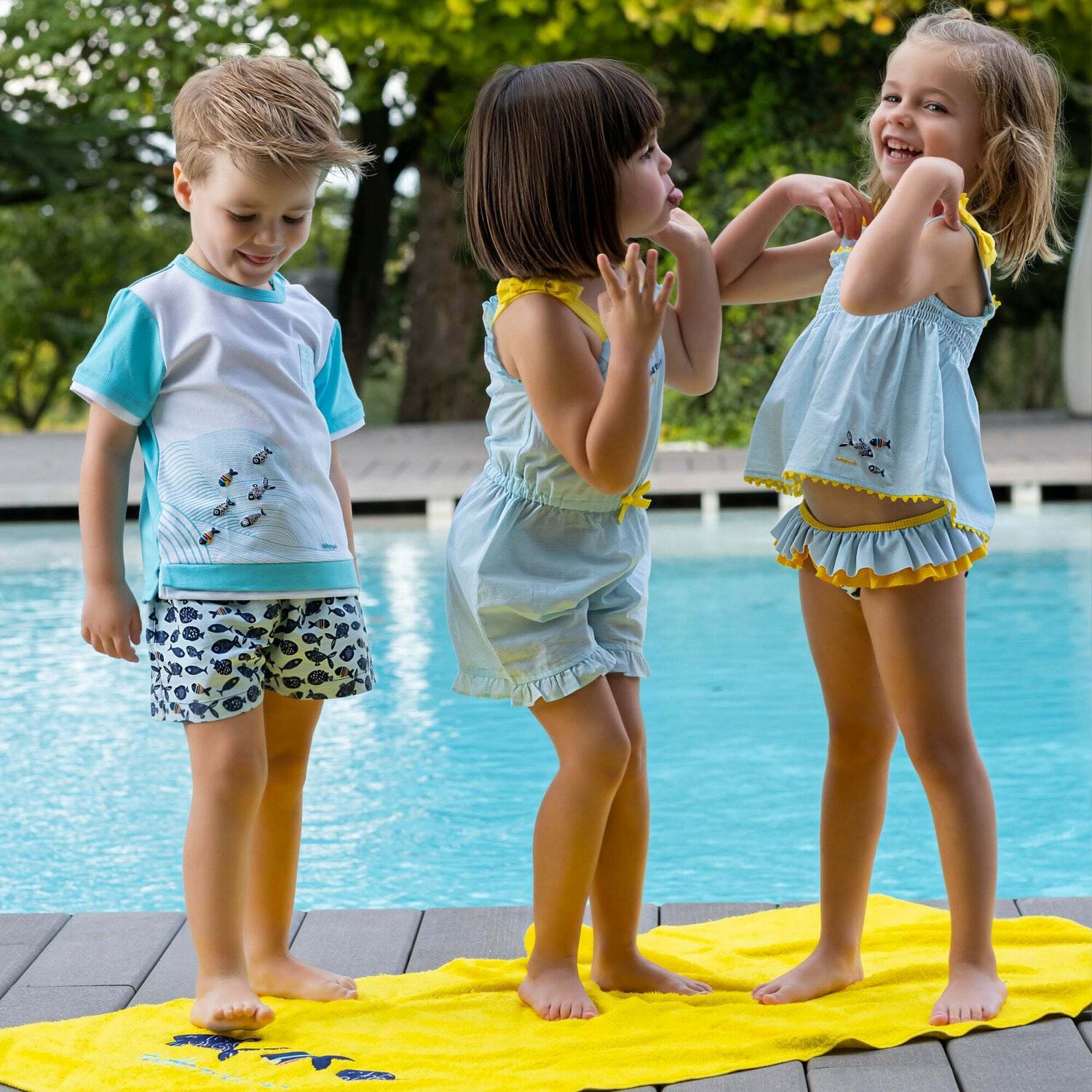 Girls Blue Cotton Sun Dress, 1, hi-res image number null