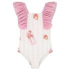 Girls White & Pink Milkshake Swimsuit, 3, hi-res