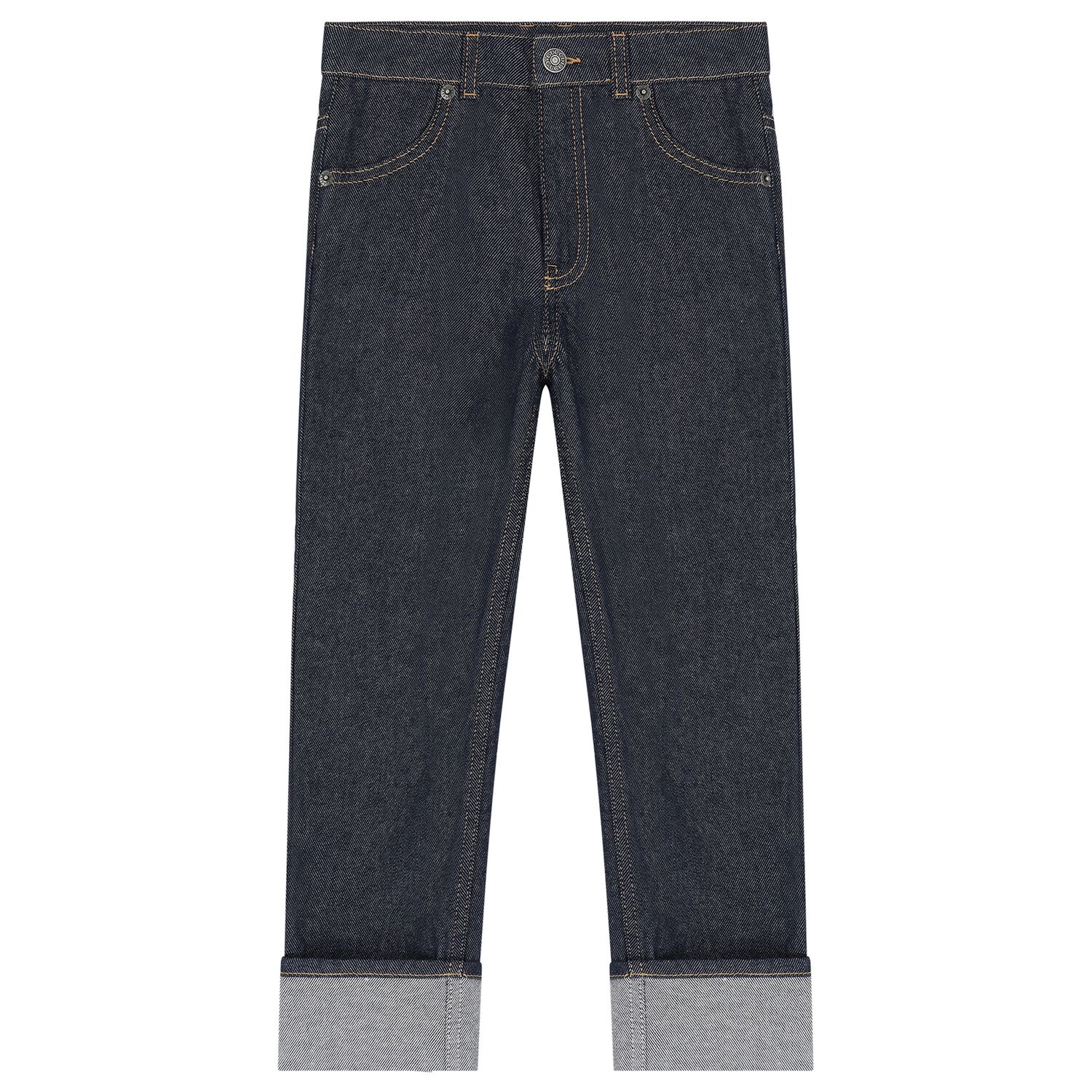 Boys Navy Blue Web Striped Denim Jeans, 1, hi-res
