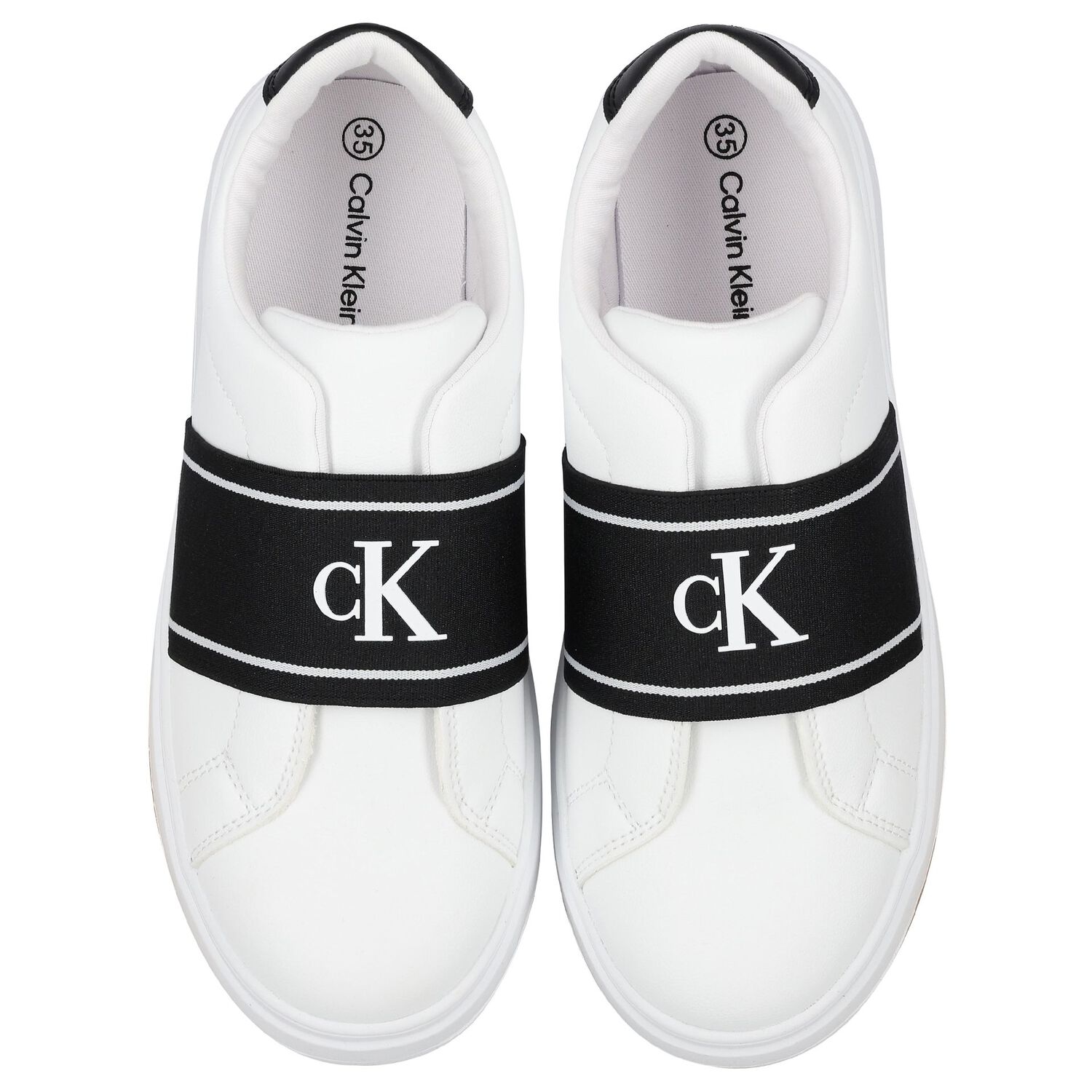 White & Black Logo Trainers, 2, hi-res
