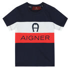 تيشيرت بالشعار باللون الكحلي للأولاد , 2, hi-res