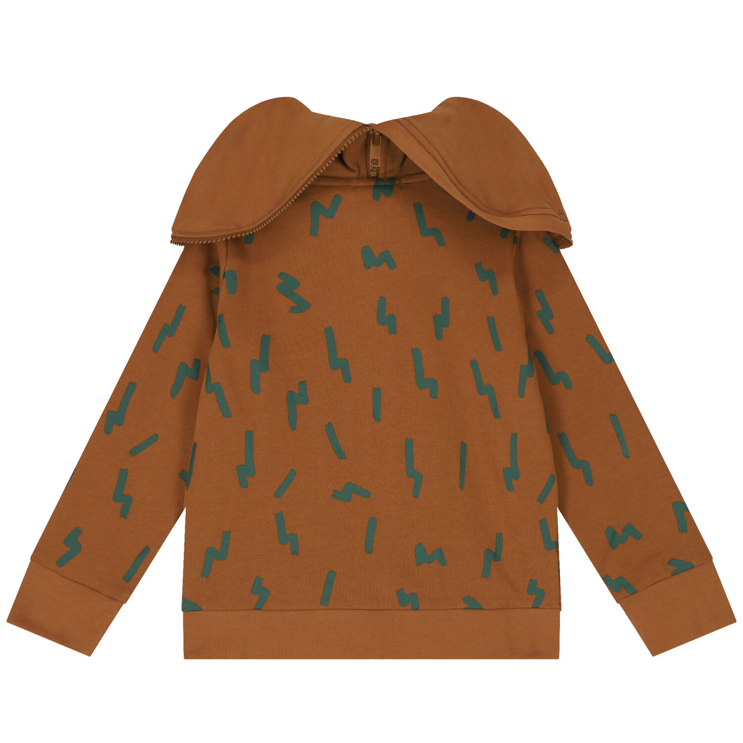 Boys Brown Bear Hooded Zip Up Top, 1, hi-res