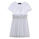 Girls White & Silver Tulle Dress, 1, hi-res